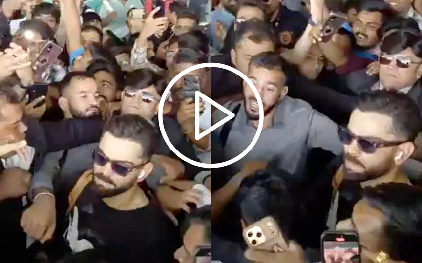 Watch- Virat Kohli mobbed by fans in Vadodara; India great manhandled